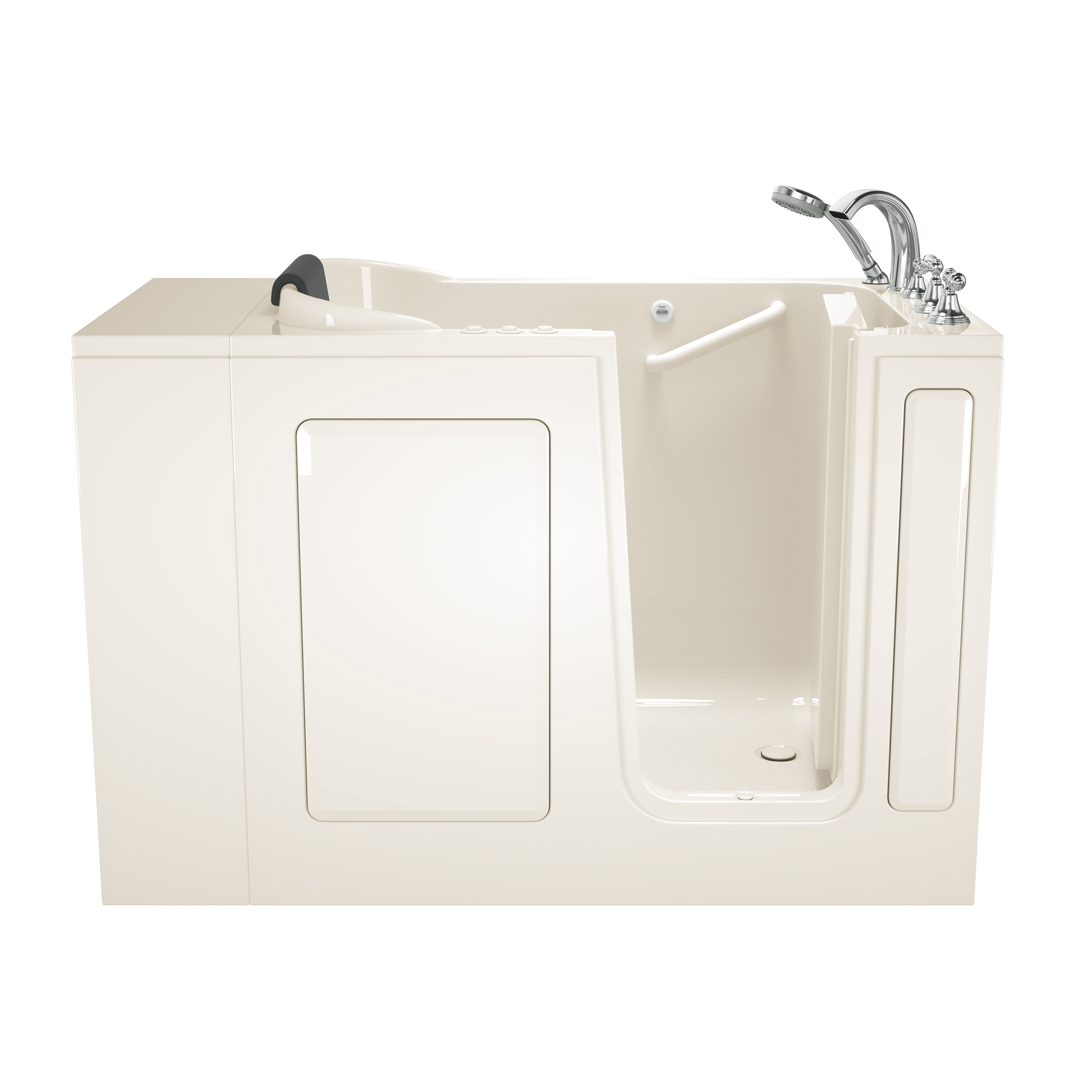 Gelcoat Premium Series 28 x 48 Inch Walk in Tub With Combination Air Spa and Whirlpool Systems   Right Hand Drain With Faucet WIB LINEN